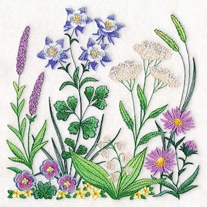 Wildflowers in Bloom Embroidered Towel, Flour Sack Towel, Wildflower Kitchen Towel, Dish Towel, Velour Hand Towel, Flower Embroidery