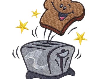 Toaster with Toast Embroidered Waffle Weave Hand Dish Towel, Breakfast