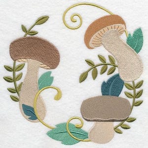 Porcini Mushroom Wreath Embroidered Towel, Flour Sack Towel, Kitchen Towel, Hand Towel, Dish Towel, Mushroom Embroidery, Velour Towel