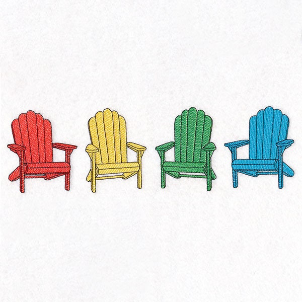 Adirondack Chairs Embroidered Towel Flour Sack Towel Kitchen Towel Hand Towel Tea Towel Dish Towel Summer Beach Chair