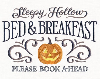 Sleepy Hollow Bed & Breakfast Embroidered Towel Flour Sack Towel Kitchen Towel Hand Towel Tea Towel Dish Towel Autumn Decor Waffle Weave