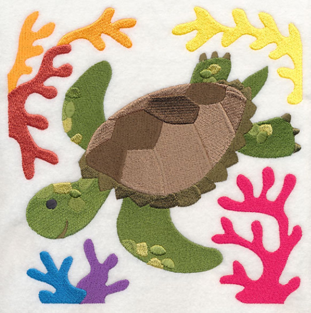 Sea Turtle and Coral Embroidered Towel Flour Sack Towel - Etsy Sea Turtle and Coral Embroidered Towel Flour Sack Towel - Etsy