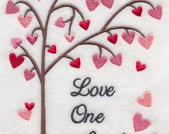 Love One Another Embroidered Towel Flour Sack Towel Kitchen Towel Hand Towel Tea Towel Dish Towel Heart Tree Embroidery Terry Hand Towel