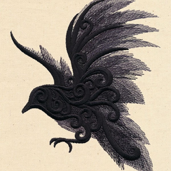 Dark Raven Crow Embroidered Towel Flour Sack Towel Kitchen Towel Hand Towel Tea Towel Dish Towel Bird Embroidery Decorative Towel