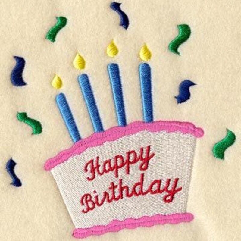Happy Birthday Cake Linen Towel