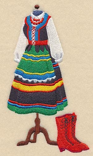 Polish Dress Form Embroidered Towel, Flour Sack Towel, Kitchen Towel, Hand Towel, Dish Towel, Waffle Towel, Velour Towel