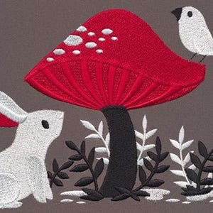 A Curious Find Embroidered Towel, Flour Sack Towel, Kitchen Towel, Hand Towel, Dish Towel, Mushroom Embroidery