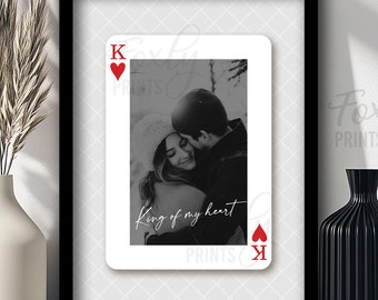 Playing card custom print valentines day gift anniversary gift retro wall art ace of spades king of my heart queen of my heart ace of spades