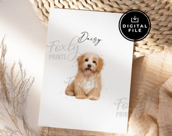 Pet memorial gift a custom pet portrait from photo digital download, print at home pet loss gift dog memorial gift dog portrait dog mom gift