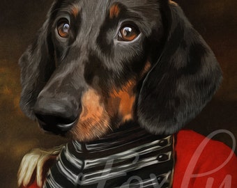 Dog portrait, a custom dog portrait from your photo, digital file, printed poster or framed poster