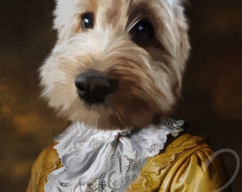 Dog portrait, a custom dog portrait from your photo, digital file, printed poster or framed poster