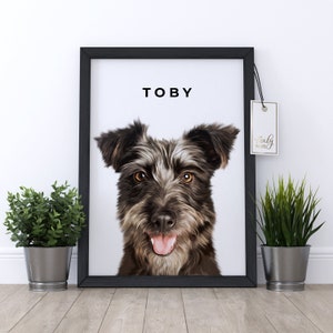 Custom Dog Portrait from Photo: Pet Memorial, Digital or Printed Poster