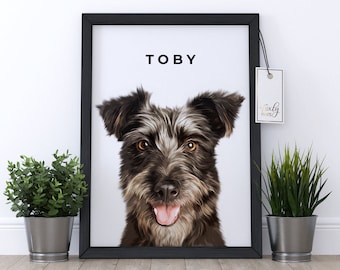 Custom Dog Portrait from Photo: Pet Memorial, Digital or Printed Poster