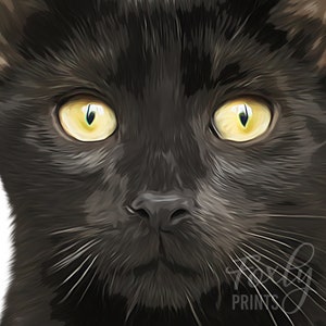 Cat portrait. A custom personalized cat portrait from your photo, style, digital file, printed poster or framed poster image 2