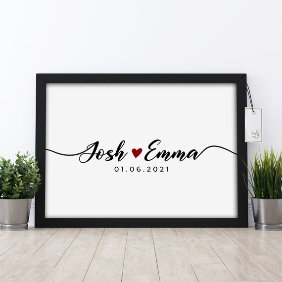 Personalized Names Date Poster: Valentine's Day Couple's Gift