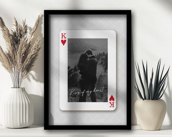 Playing card custom print valentines day gift anniversary gift retro wall art ace of spades king of my heart queen of my heart ace of spades