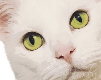 Cat portrait. A custom personalized cat portrait from your photo,  style, digital file, printed poster or framed poster