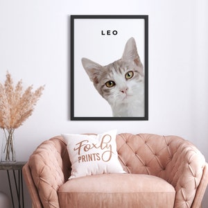 Cat portrait. A custom personalized cat portrait from your photo, style, digital file, printed poster or framed poster image 5