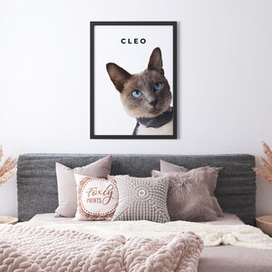Cat portrait. A custom personalized cat portrait from your photo, style, digital file, printed poster or framed poster image 9