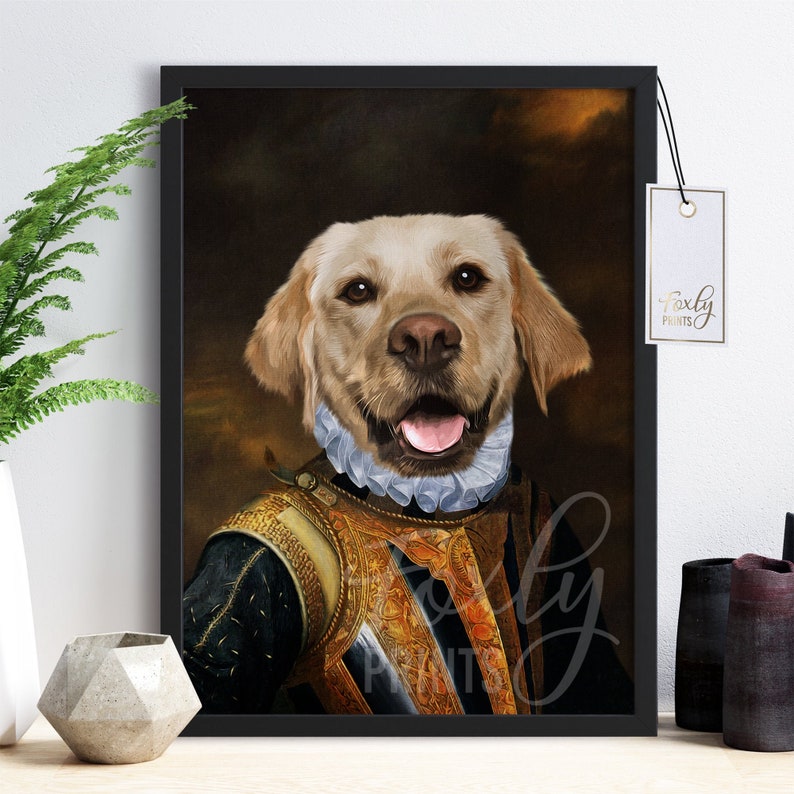 Dog portrait, a custom dog portrait from your photo, digital file, printed poster or framed poster image 1