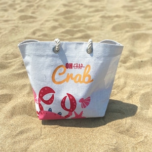 Oh Crab Beach Bag | Oversized Beach Tote | Summer Tote Bag | Inside Pocket Tote | Boho Tote Bag | Carryall Tote | Gift for Women | Gift Mom