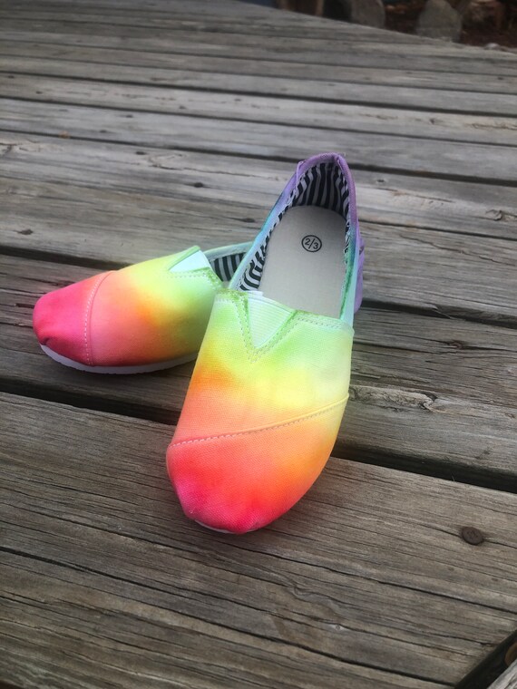 Tie Dye Slip-on Rainbow Kids Shoes Big Kid Size 2/3 - Etsy