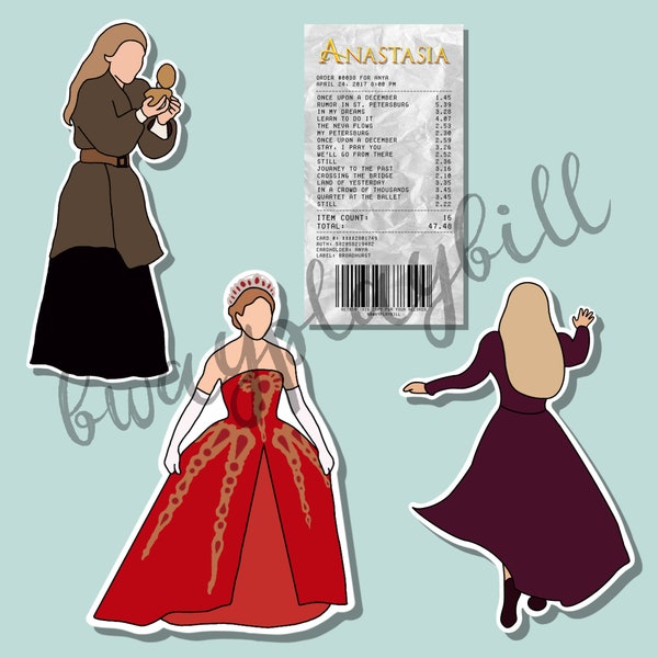 Set of 4 Anastasia Broadway Musical Theatre Stickers