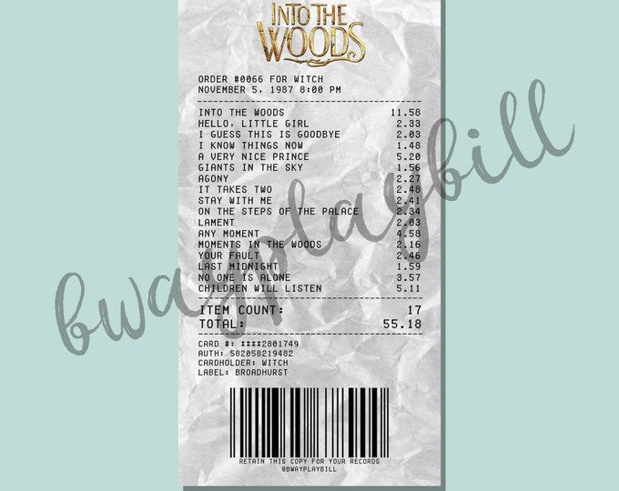 Into The Woods Album Receipt Sticker