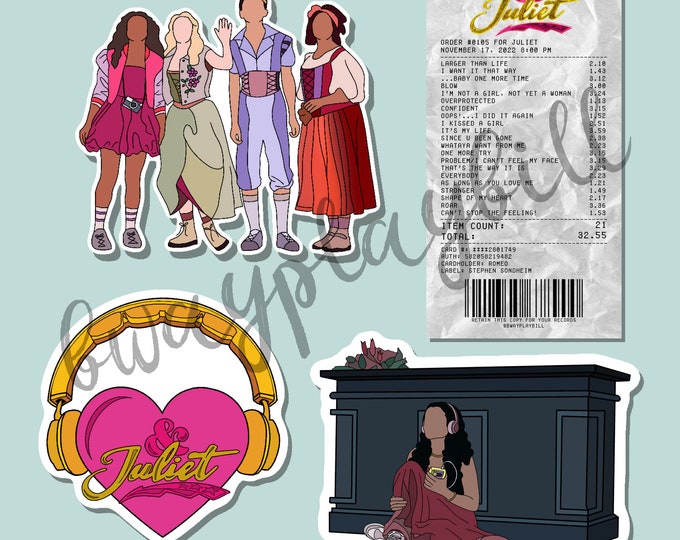 Set of 4 & Juliet Broadway Musical Theatre Stickers