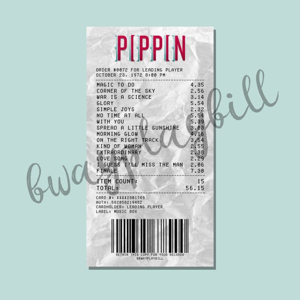 Pippin Broadway Musical Album Receipt Sticker