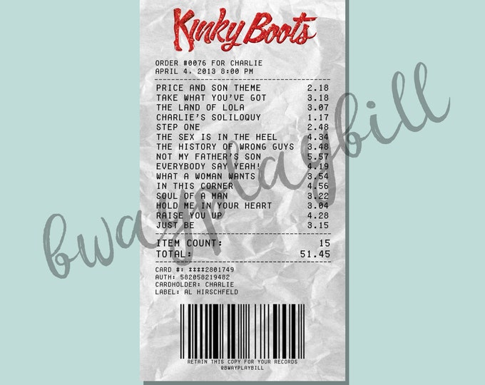 Kinky Boots Album Receipt Sticker