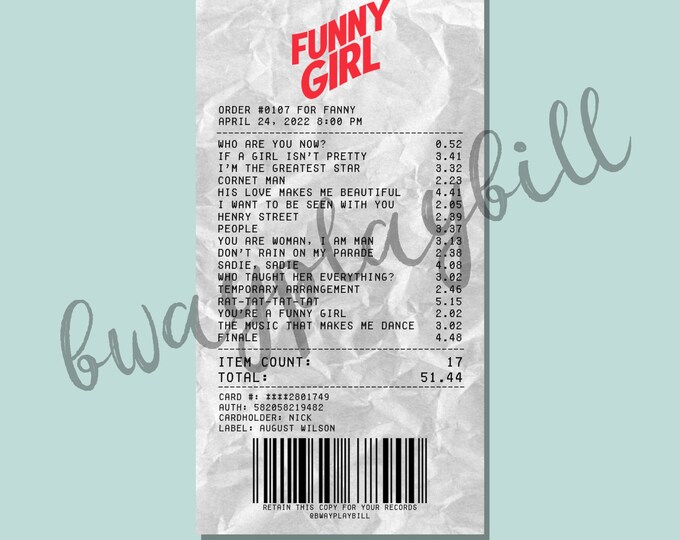 Funny Girl Broadway Musical Album Receipt Sticker