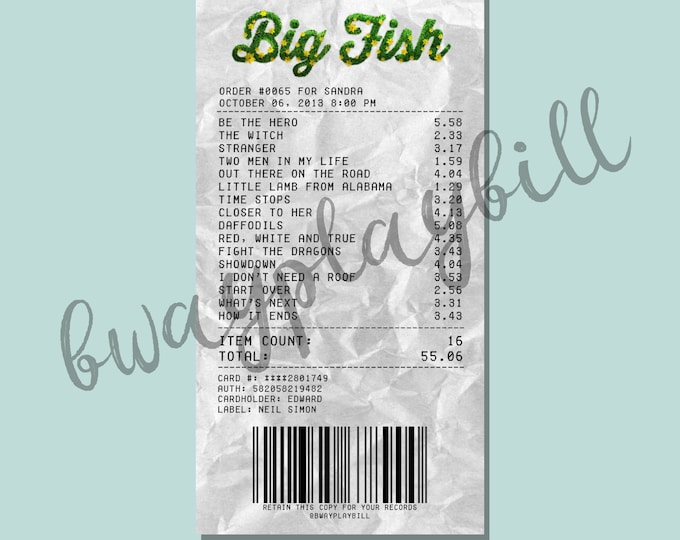 Big Fish Album Receipt Sticker