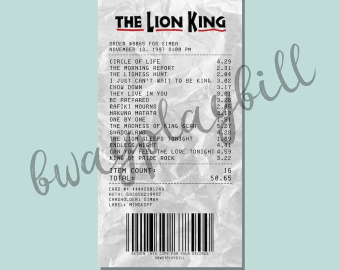 The Lion King Album Receipt Sticker