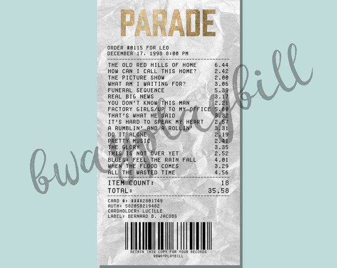 Parade Broadway Musical Album Receipt Sticker