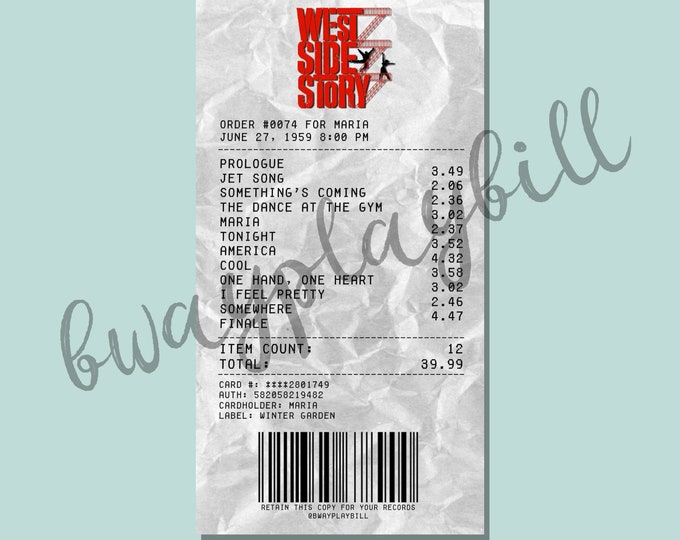 West Side Story Album Receipt Sticker