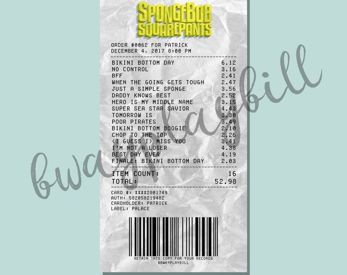 Spongebob Squarepants Album Receipt Sticker