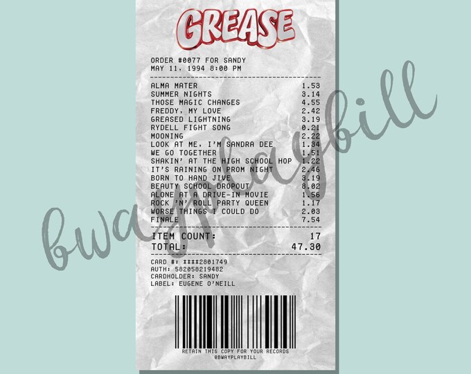 Grease Album Receipt Sticker