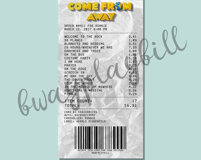 Come From Away Album Receipt Sticker