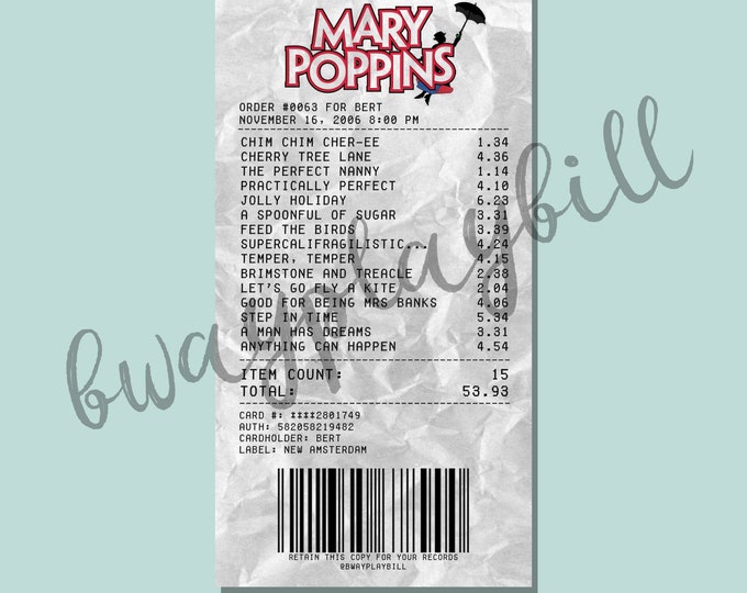 Mary Poppins Album Receipt Sticker