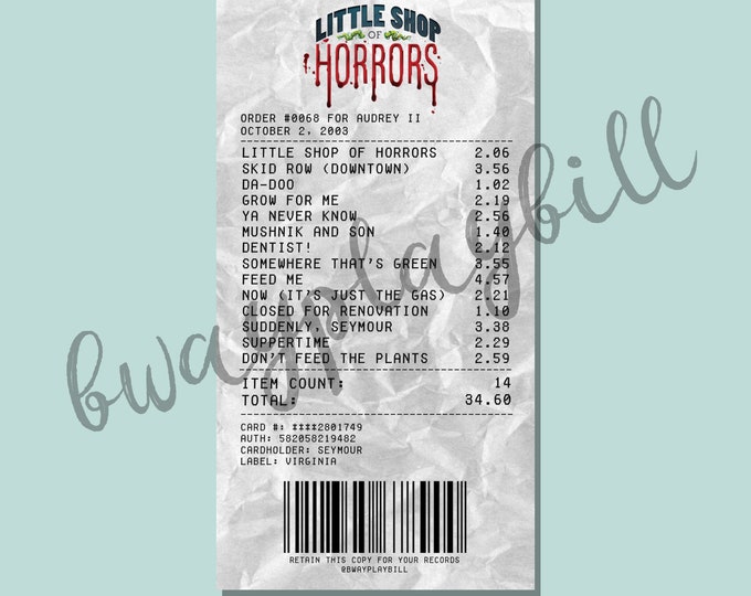 Little Shop of Horrors Album Receipt Sticker