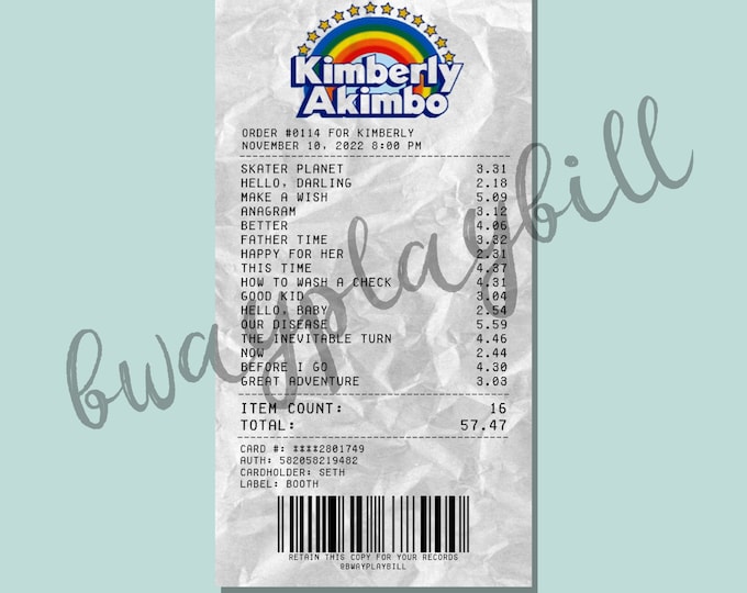 Kimberly Akimbo Broadway Musical Album Receipt Sticker