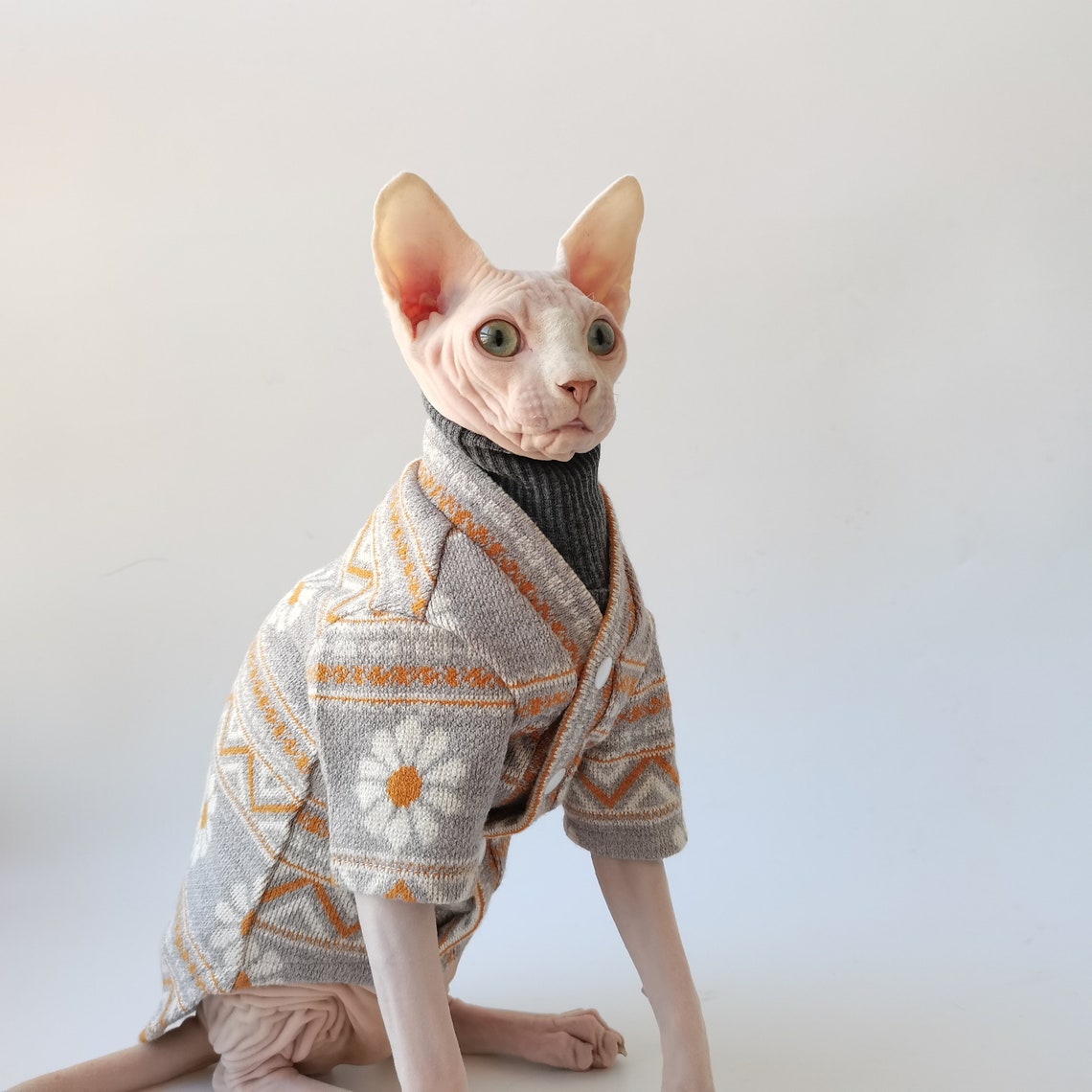 Hairless Sphynx Cat Warm Crochet Sweater Vest Jacket Fall Etsy