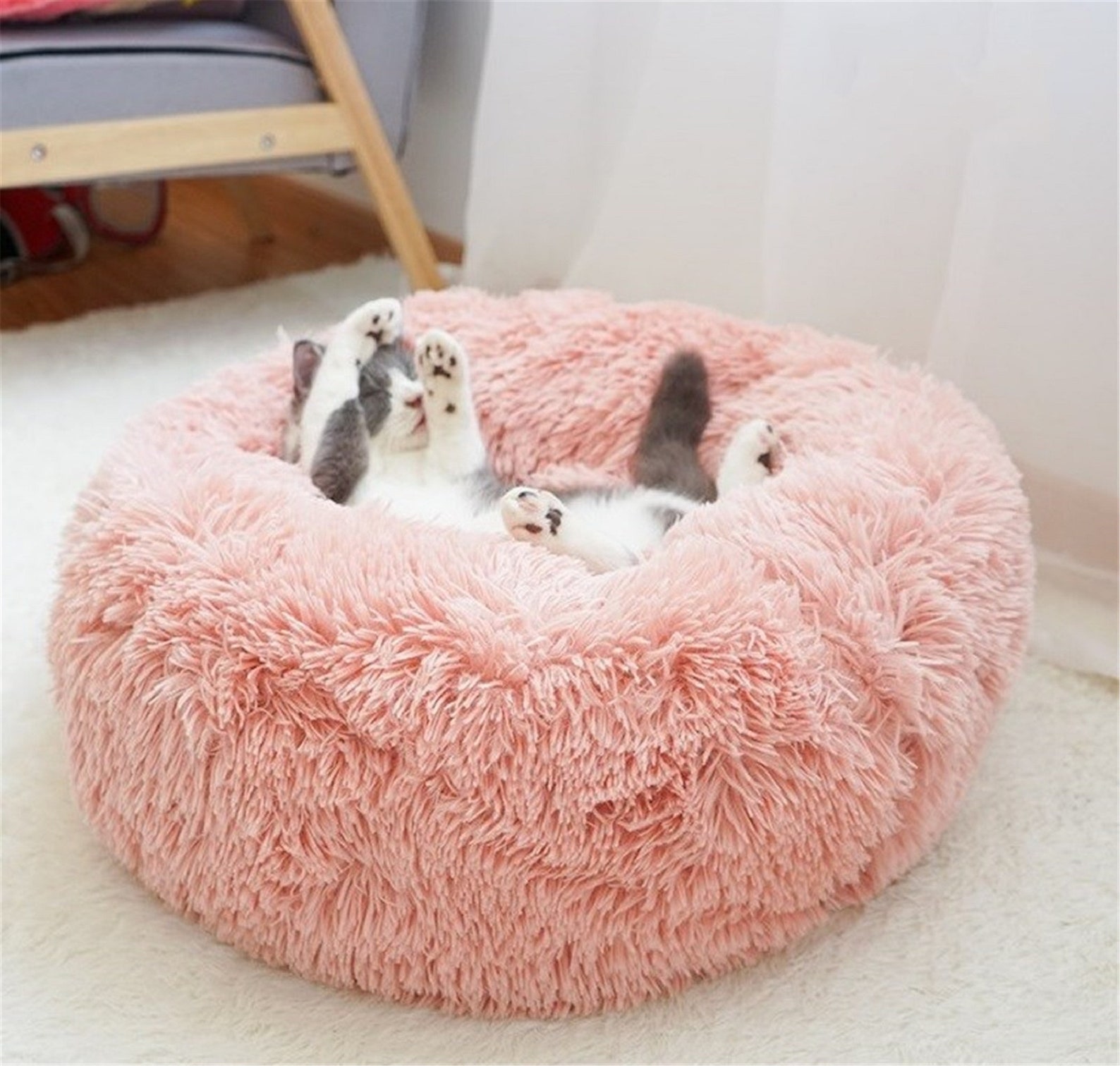 Donut Cat Soft Plush Bed Best Fuzzy Cat Dog Bed House Nest Etsy