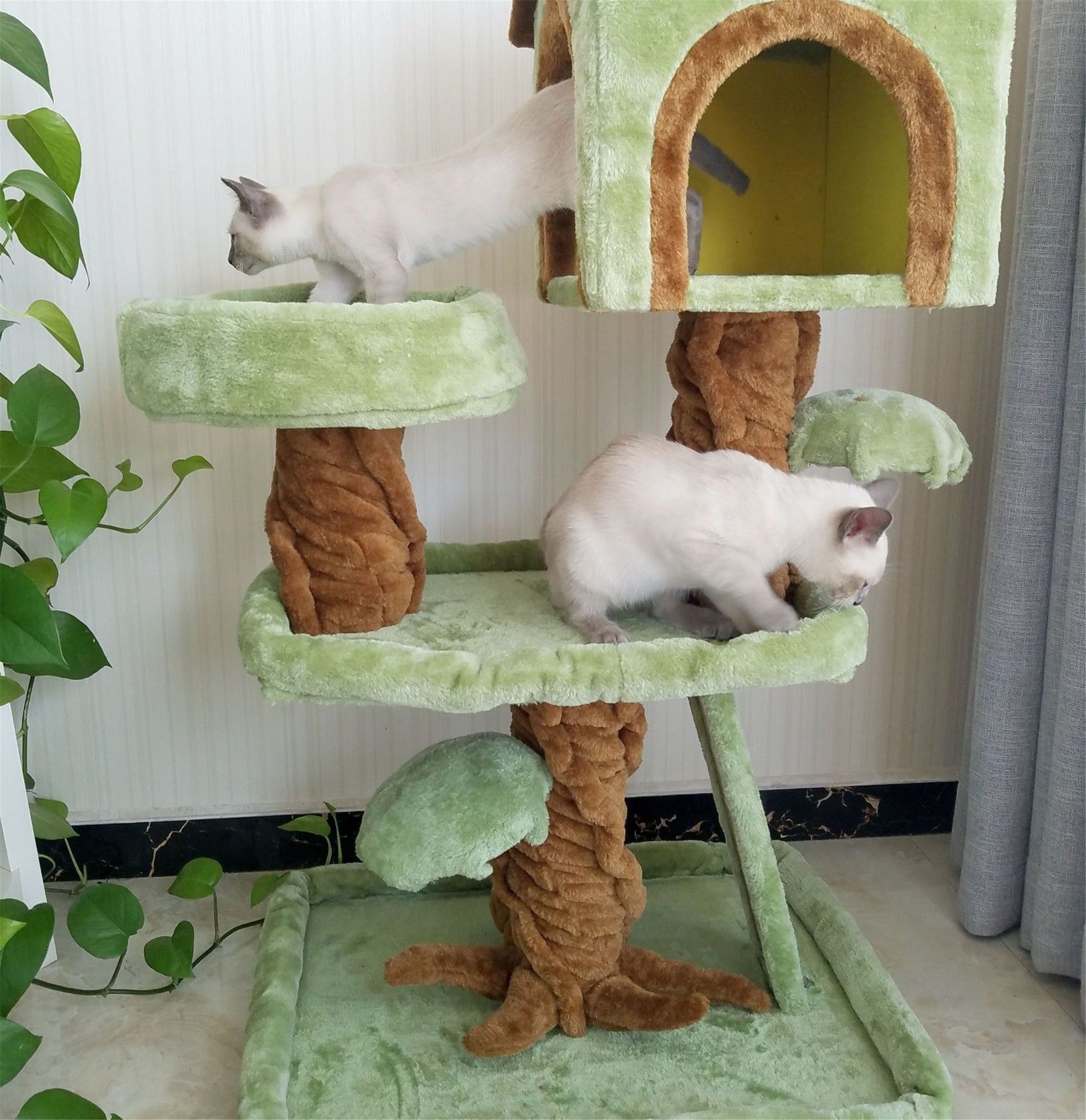 Green Cat Tree Cat Tower Candos Cat Climbing Frame Luxury Etsy