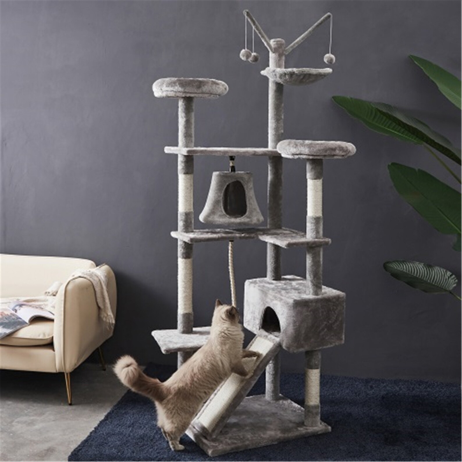 75 Cat Tree Tower Bed with Hammock Luxury Cat Condos Etsy