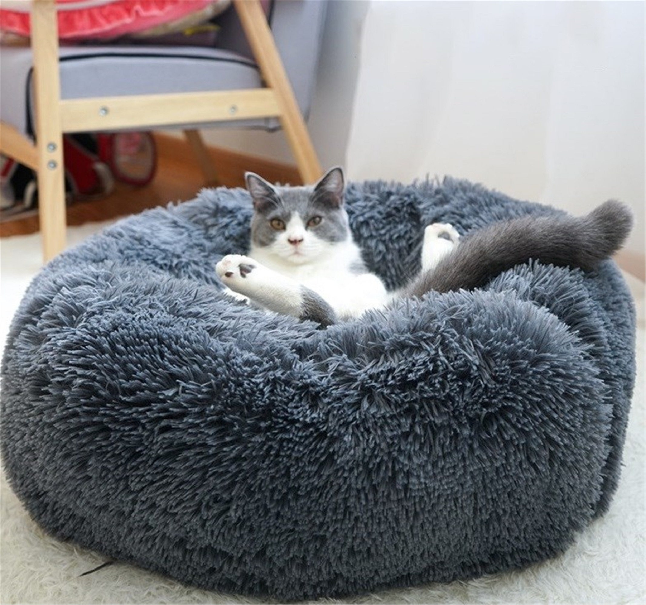 Donut Cat Soft Plush Bed Best Fuzzy Cat Dog Bed House Nest Etsy