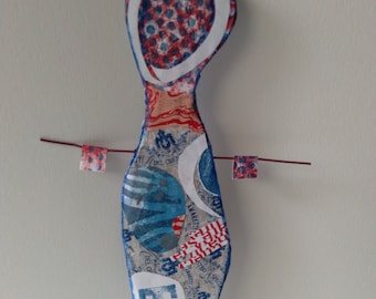 OOAK Mixed Media Hanging Art Doll  --  "Freedom Facing"