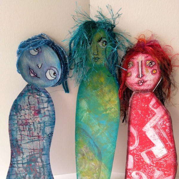 OOAK Whimsical Paper Art Dolls