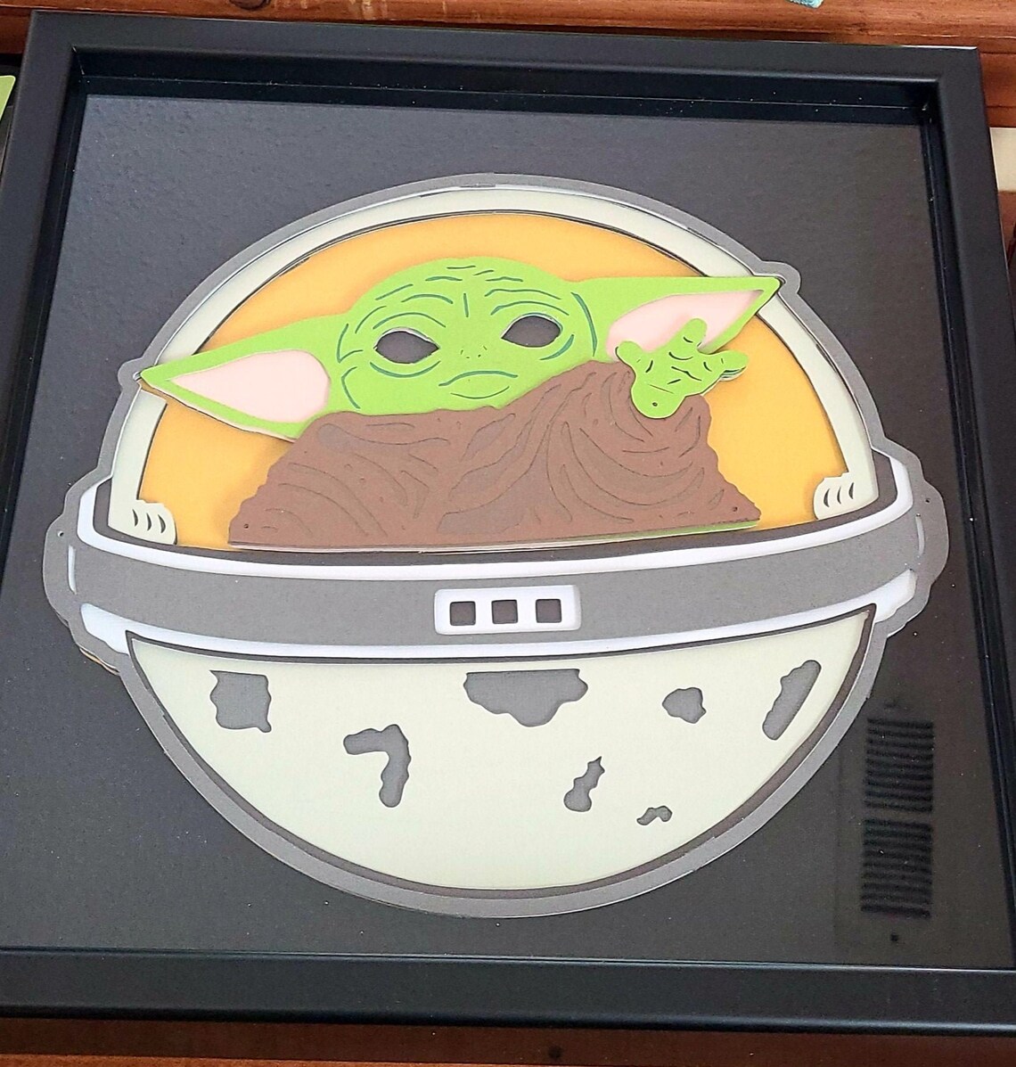 Baby Yoda 3D Layered Card Stock Shadow Box Gift Decor Etsy